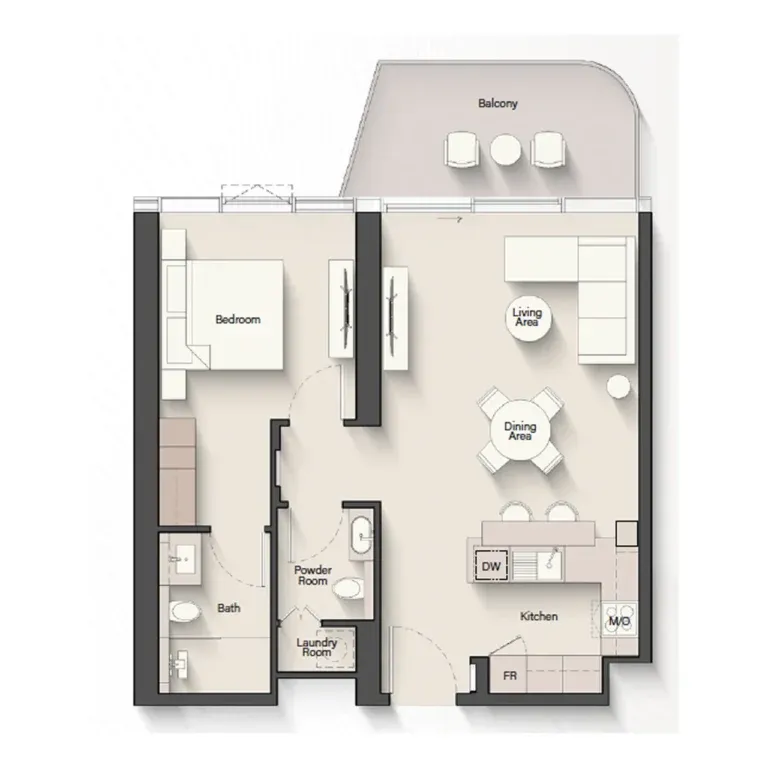 1br apartment floorplan portside square