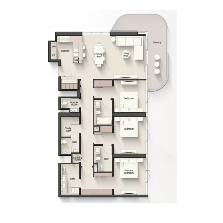 3br penthouse floorplan portside square