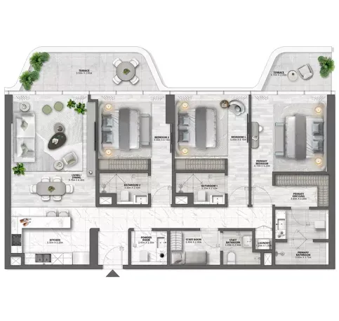 3 bedroom Apartment Floorplan