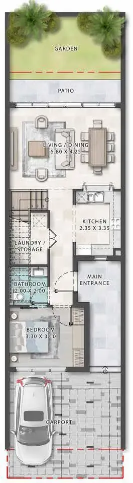 4BR Townhouse Damac island floorplan