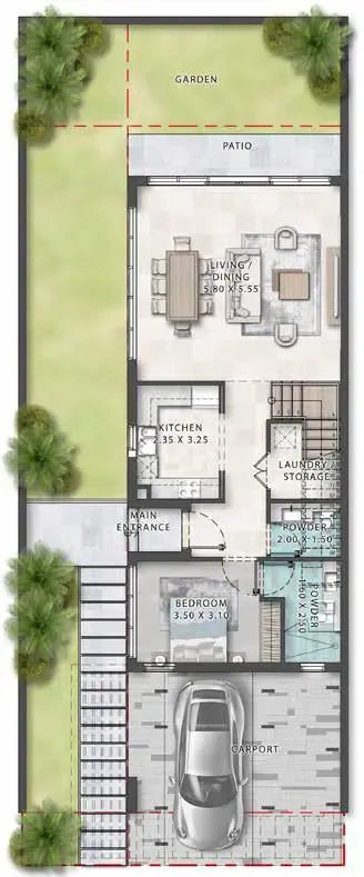 5br townhouse damac island floorplan