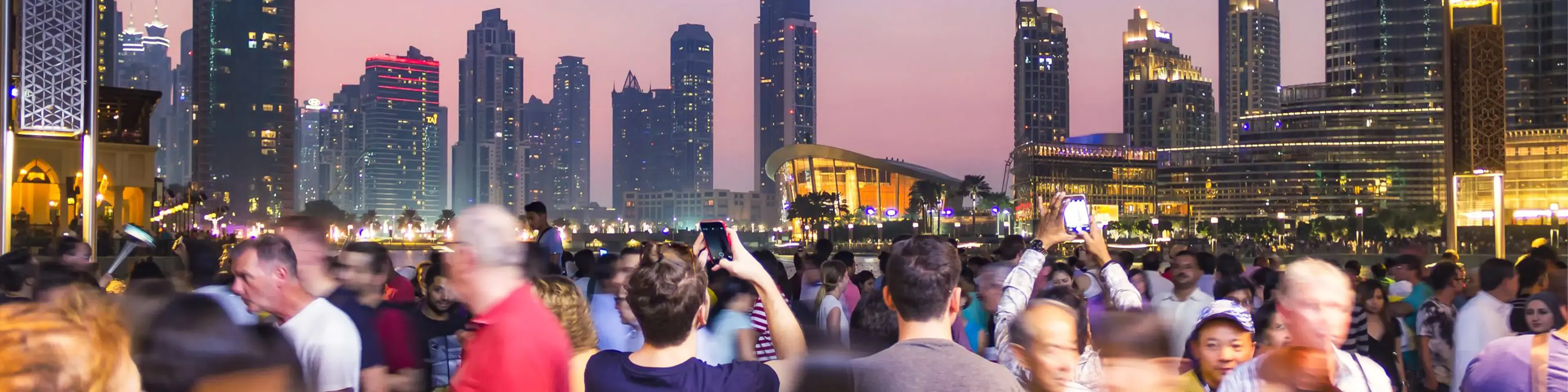 crowded scene in Dubai showing the massive population density