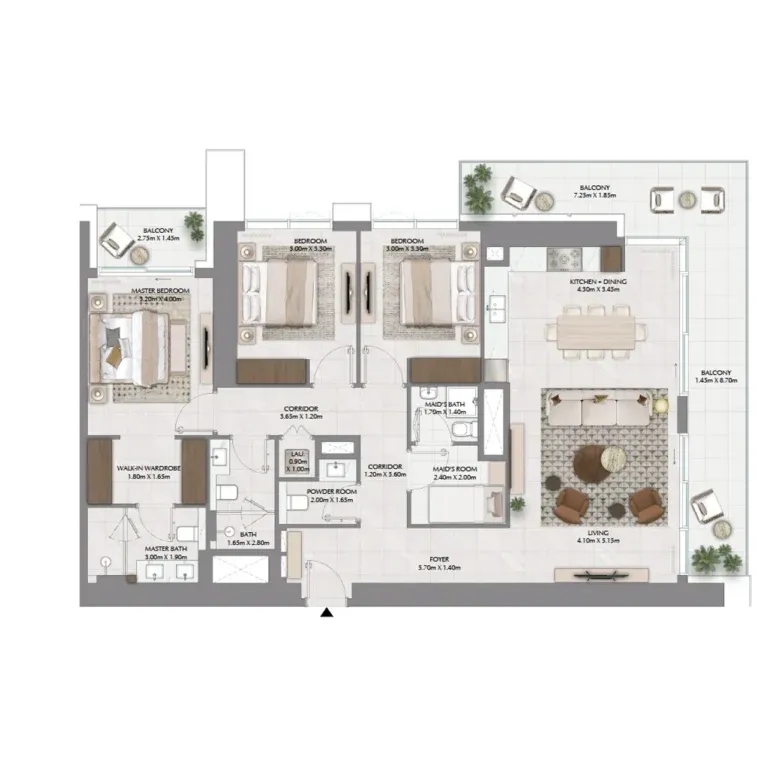 lyvia by palace 3br apartment floorplan