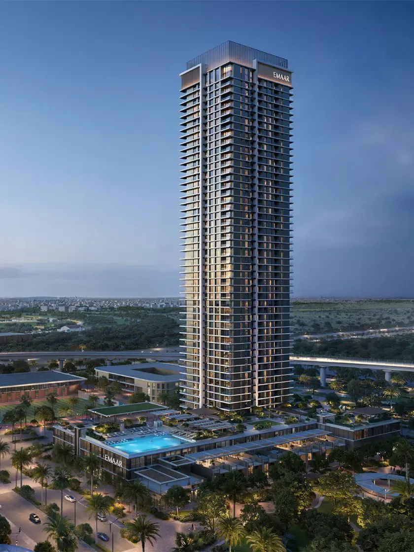 Exterior render of Lyvia by Palace tower at Dubai Creek Harbour