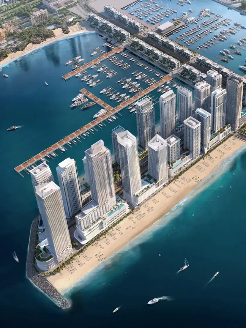 Premium beach access and infinity pool at Emaar Beachfront residential towers